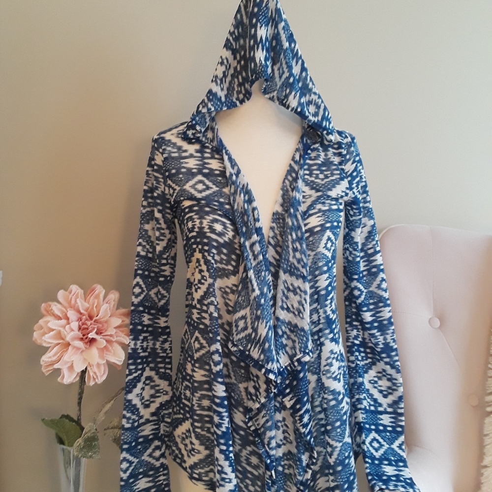 (AMERICAN RAG) Western Print Asymmetrical Cardigan